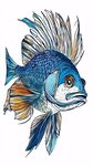 藍色花紋魚插畫