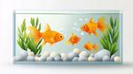 玻璃魚缸中的可愛金魚