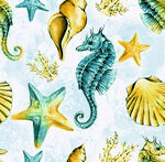 海洋生物水彩無(wú)縫圖案