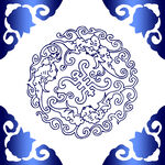 中式藍白傳統花紋圖案