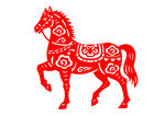 紅色剪紙風(fēng)駿馬圖案