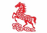 矢量剪紙駿馬踏祥云