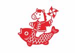 卡通小馬騎錦鯉拿風(fēng)車