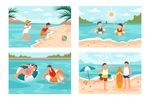 夏日海灘歡樂度假場景