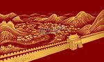 古風(fēng)城鎮(zhèn)城墻壯麗山河