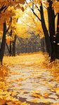 秋日金黃林間小道美景