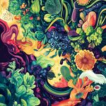 奇幻多彩植物藝術(shù)插畫