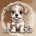 可愛小狗戴蕾絲項圈插畫