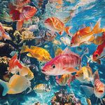 多彩熱帶魚暢游珊瑚礁
