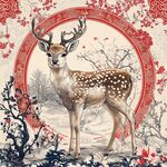 中式風(fēng)小鹿插畫古韻雅致