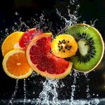 繽紛水果入水瞬間飛濺