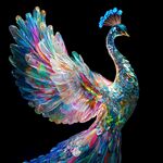 五彩斑斕孔雀展翅圖