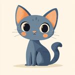 可愛藍貓插畫