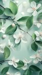 清新白花綠葉背景圖