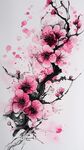 水墨風(fēng)綻放的嬌艷梅花