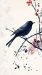 水墨枝頭鳥