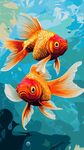 雙金魚(yú)悠游于夢(mèng)幻水底世界