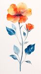 橙色花朵水彩插畫