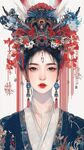 古風(fēng)女子頭戴華麗鳳冠