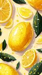 清新檸檬插畫 水果圖案
