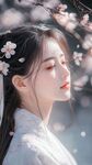 漢服女子沐于爛漫花下