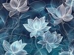 夢(mèng)幻藍(lán)調(diào)蓮花無縫背景圖