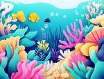 夢(mèng)幻海底珊瑚與魚群世界