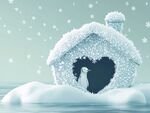 雪中小屋旁的孤獨(dú)企鵝