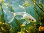 水中游弋的透明金魚