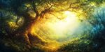 夢幻森林中的陽光奇幻景象