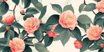 山茶花枝插畫