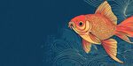 金紅色金魚暢游于水波間
