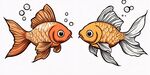 對視的可愛金魚插畫
