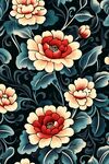 中式牡丹花卉圖案紋樣