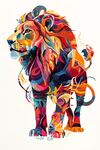 彩色抽象風格的雄獅形象