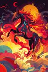 夢幻獨角獸奔騰于奇幻夜空