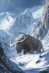 雪山中的遠(yuǎn)古長(zhǎng)毛巨獸