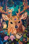 森林中的夢幻小鹿與伙伴