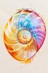 夢幻彩色海螺藝術插畫