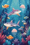 海底世界 鯊魚與多彩海洋生物