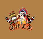 京劇風(fēng)濱城美食插畫
