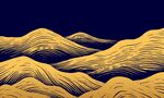 金色山巒山丘山水畫