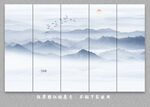新中式屏風(fēng)隔斷水墨山水畫(huà)背景墻