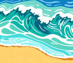 海邊波浪插畫(huà)