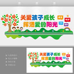 關(guān)愛孩子成長校園文化背景墻