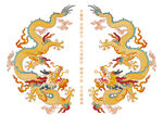 中國(guó)龍國(guó)潮雙龍戲珠雙龍彩色云紋