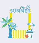 夏天促銷插畫人物海浪風格售賣亭