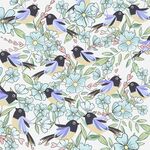 花鳥圖案靈動(dòng)鳥兒與清新花卉印花