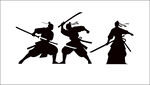 三位武士持劍戰(zhàn)斗剪影