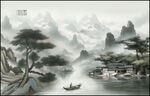 迎客松山水畫